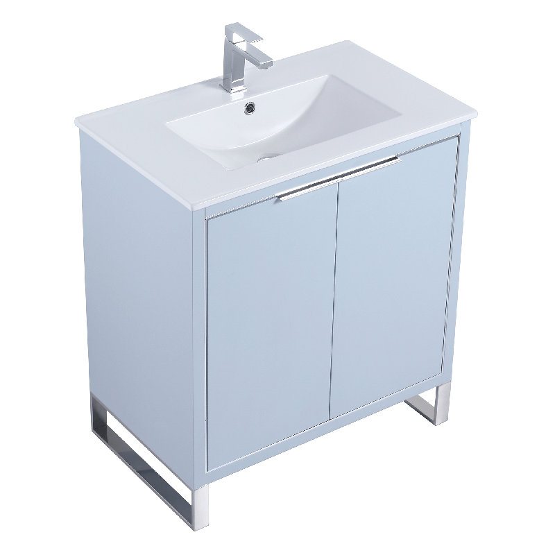 30'' Single Bathroom Vanity Set, Chrome, Pastel Blue