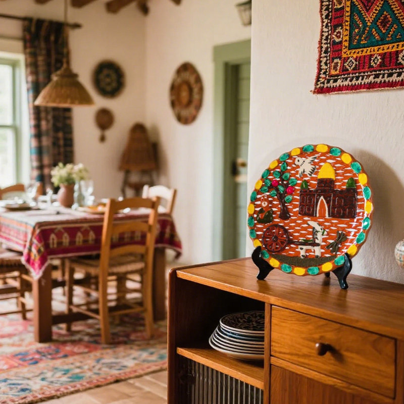 Assiette décorative en céramique peinte à la main