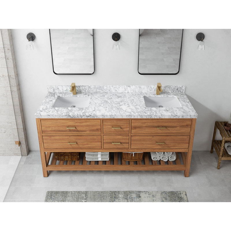 Ensemble de meuble-lavabo double 72 po Parker, Marbre de Carrare