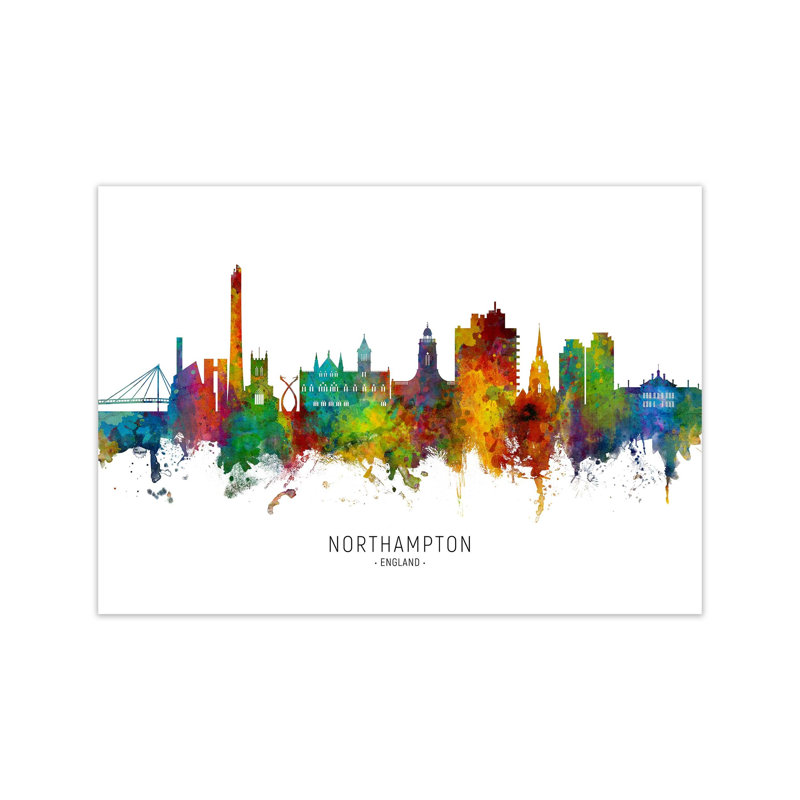 Northampton England Skyline by Michael Tompsett - Print, Unframed, 42cm H x 59cm W x 1cm D
