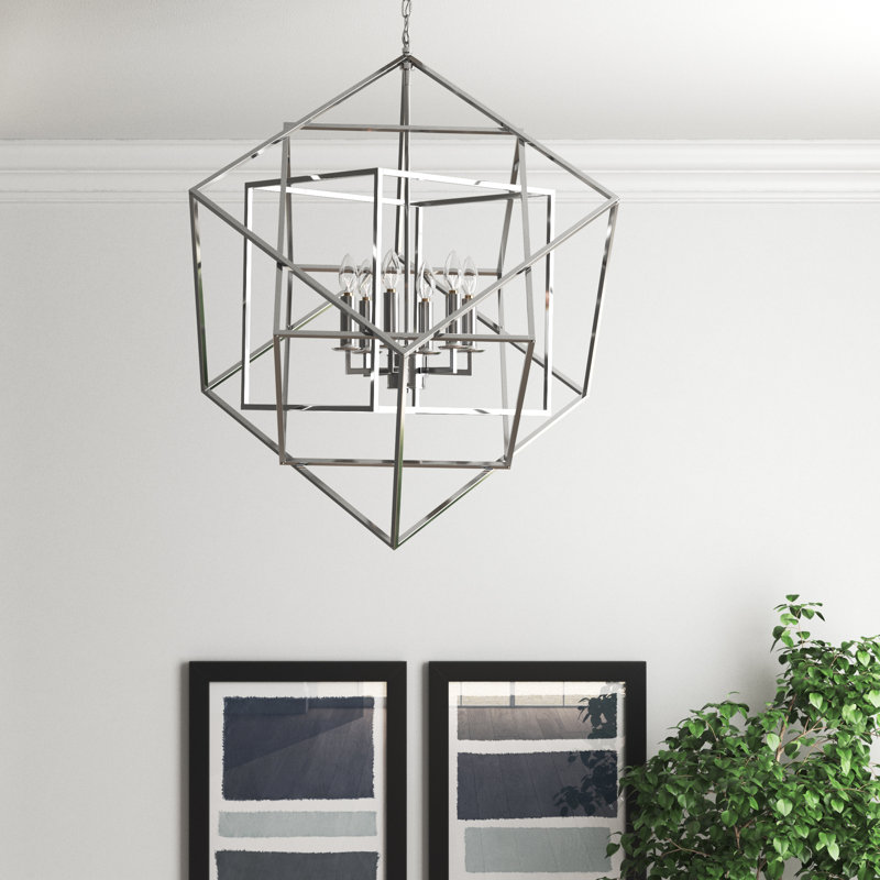 Lustre géométrique à 6 lumières Juillac, Chrome