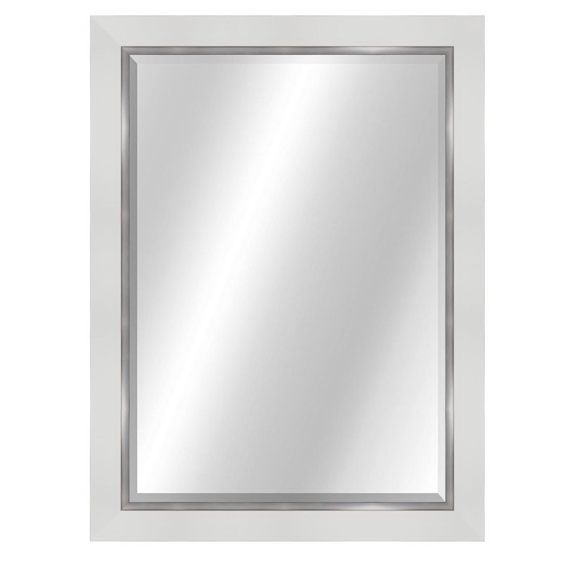 Metropolis Flat Beveled Mirror, 46" x 36", White/Silver