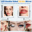  Miroir de maquillage mural rechargeable avec lumières, miroir de coiffeuse grossissant 1X / 10X à double face avec éclairage 3 couleurs, écran tactile à intensité variable, bras rotatif à extension à 360 ° (chrome poli)-686560281