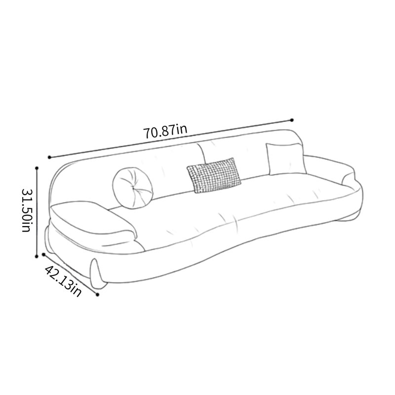Canapé simple blanc cassé de style crème, H 31,5 po x l 70,87 po x P 42,13 po, 2