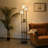 65" Tray Table Floor Lamp With 3 Lights And Double Shade,For Living Room, Bedroom, Study, Office