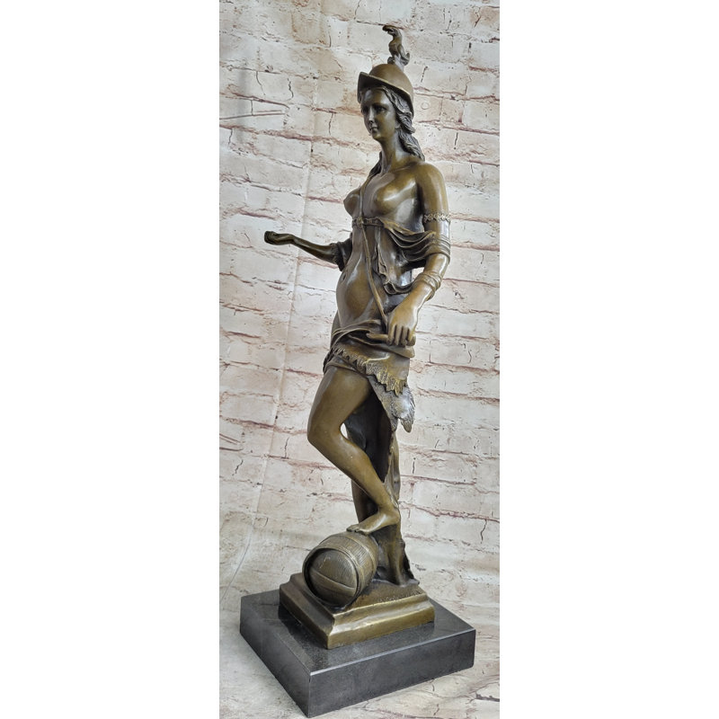 Statue de déesse grecque en bronze Minerva Athena, figurine nue 26 po x 21 po
