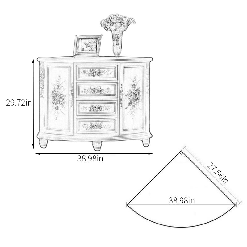 Armoire de coin rustique avec poignées rétro