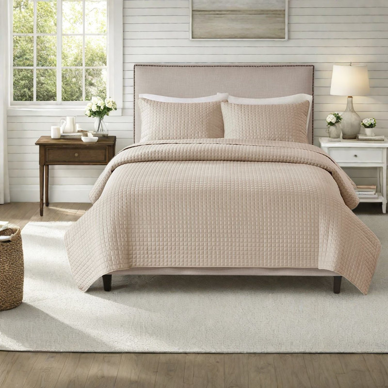 Reversible Bedding Sets, Microfiber King Cal King Khaki Home Quilt