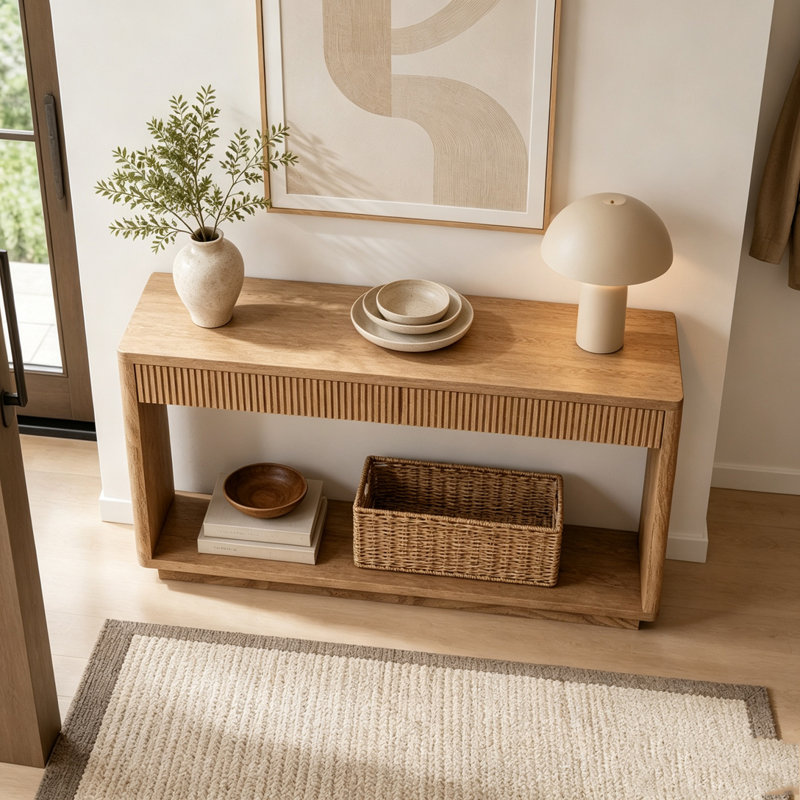 Console à 2 tiroirs Modern, Bois naturel