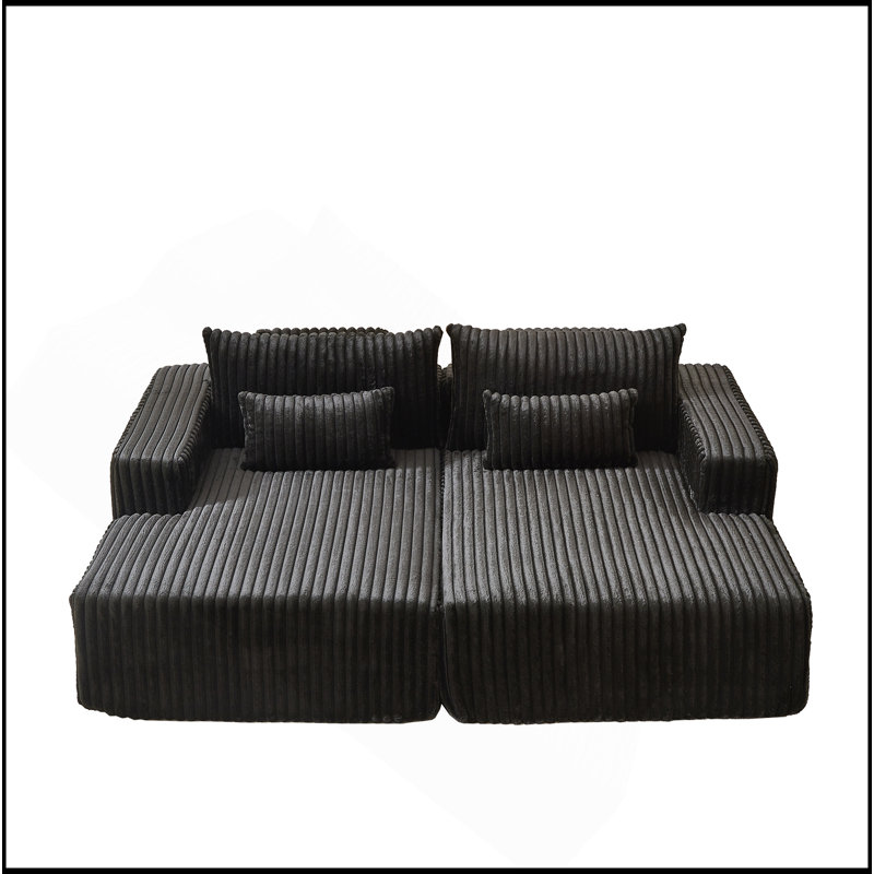 Oversized Sectional Lounge Chaise,Cloud Plush Loveseat with Reclining Sofa Bed,Fluffy Modern Sleeper Sofa, Convertible Sofa for Indoor Living Room Bedroom