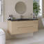 Meuble-lavabo mural simple avec comptoir en quartz noir intégré-478065179