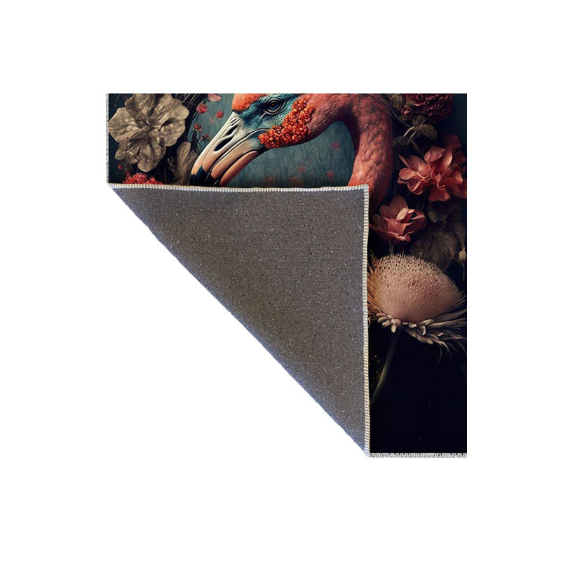 Tapis lavable à motif de fleurs flamant rose, Sous-tapis rectangulaire 2 pi 4 po x 3 pi 11 po