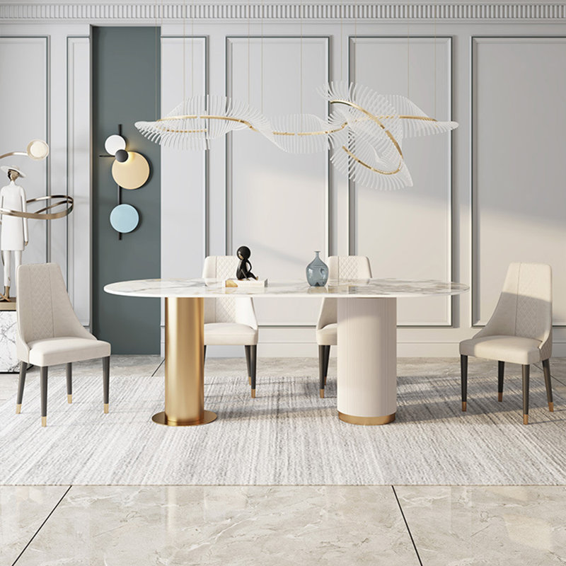 Table de salle à manger ovale moderne et luxueuse, H 29,5 po x L 55,1 po x l 31,5 po