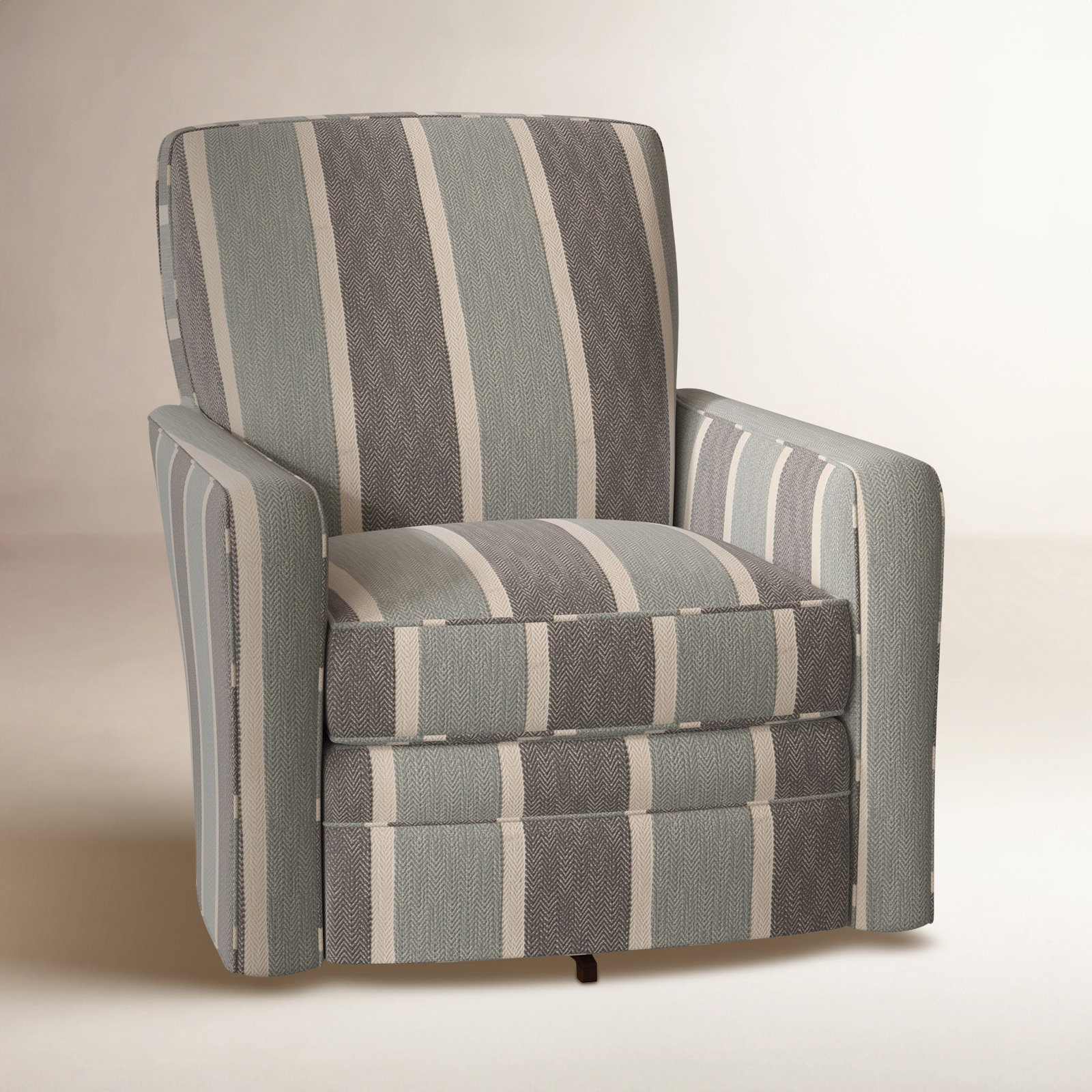Idana Oak Swivel Armchair, Beachbum 21 Gray Stripe, No