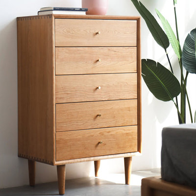 Commode d'appoint à 5 tiroirs en bois de cerisier Simple