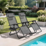 Mobarkar Outdoor Folding Zero Gravity Recliner Lounge Chairs with Adjustable Canopy Shade, Headrest