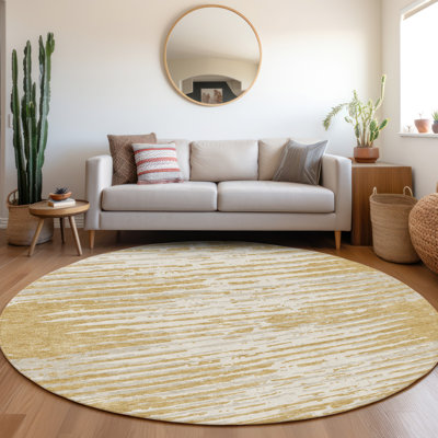 Premium Machine Washable Prisco Gold Rug