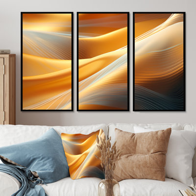Serene Streams Shades of Gold - ensemble de décorations murales Vagues