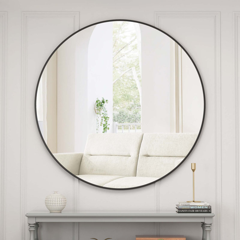 Miroir mural mural, 38.19" H x 38.19" W, Noir