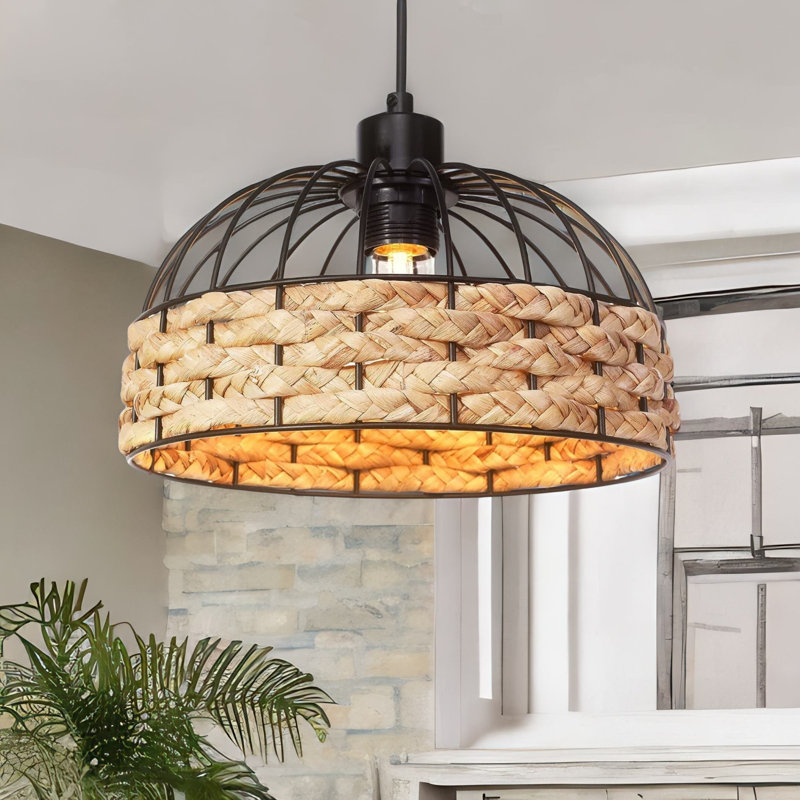 12cm H Metal Pendant Shade in Brown