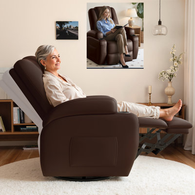 Rocking Recliner Chair, Massage Rocker Recliner Chair with Vibration Massage,360°Swivel Glider Recliner Chairs for Living Room, Bedroom