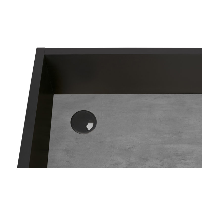 Zac Writing Desk, Pure Black Matte with Concrete Look