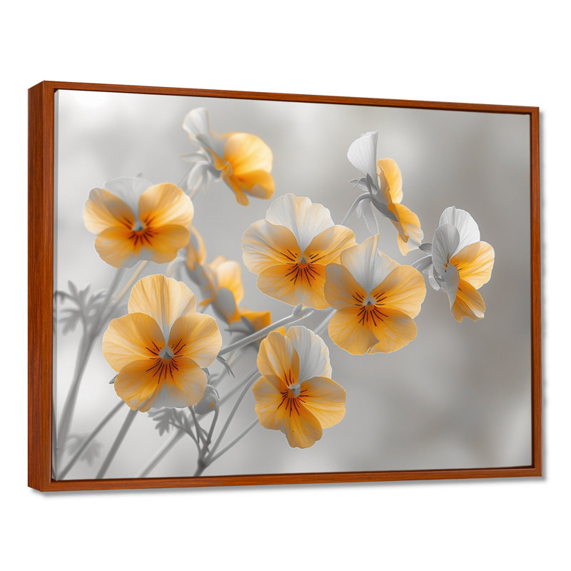 Reproduction d'art mural jaune, Encadrement brun, H 16 po x l 32 po