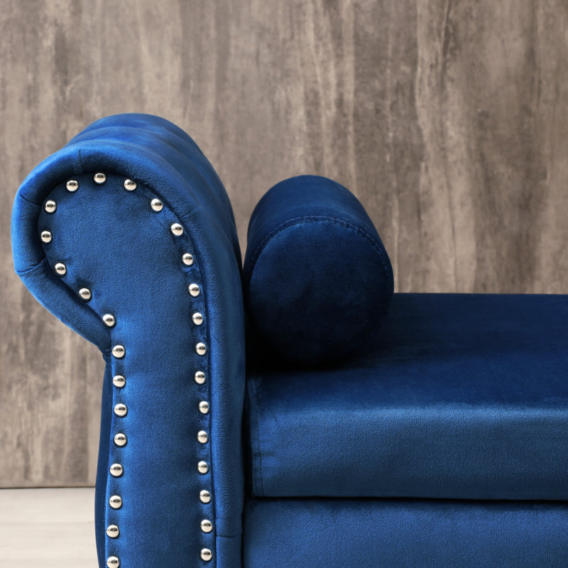 63 po en velours bleu multifonctionnel 63 - Rangez des coussins, des vêtements polyvalents pour les espaces de vie, un banc confortable, différentes pièces, des couvertures élégantes
