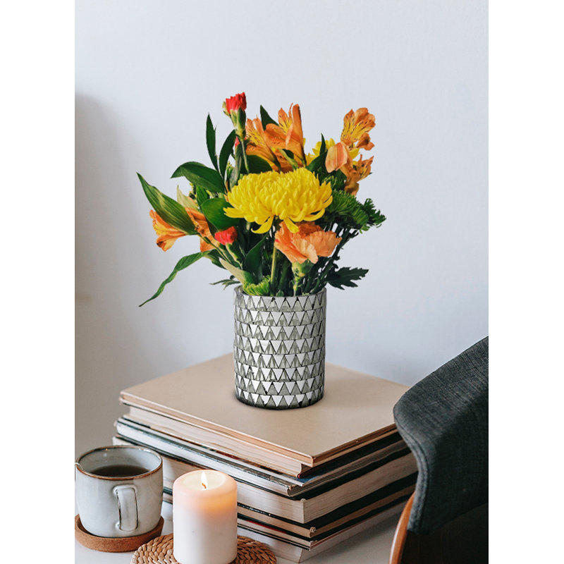 Glass Tabletop Tealight Holder, 7" H x 5" W x 5" D