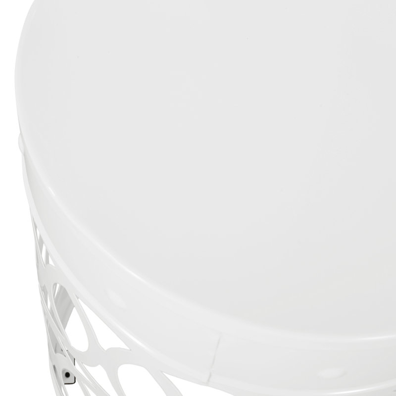 Set Of 2 Iron End Table For Outdoor, 2, White
