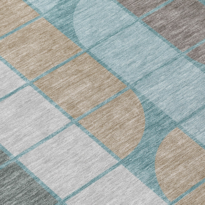 Machine Washable Indoor/Outdoor Chantille ACN2418 Mid-Century Modern Rug, Rectangle 5' x 7'6"