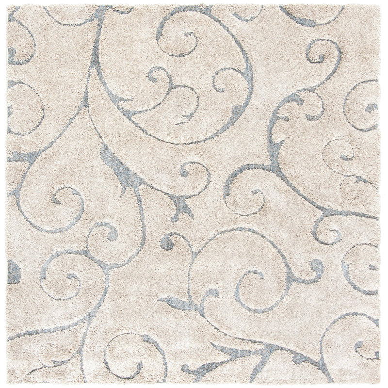 Tapis gris Chaffin, Carré 8 pi, Beige/Gris bleu