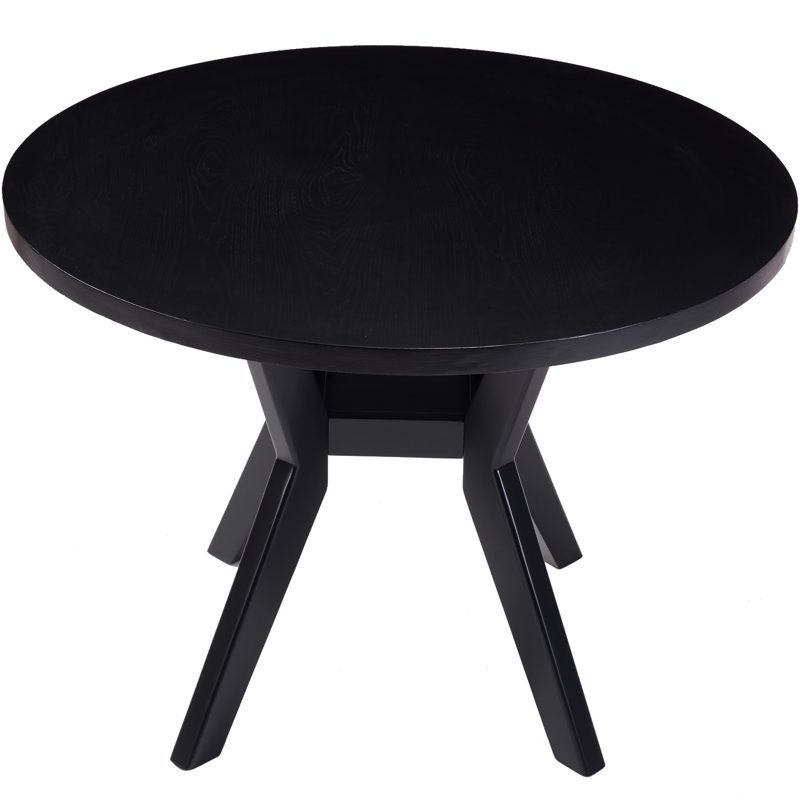 42“ Solid Wood Round Dining Table, Black