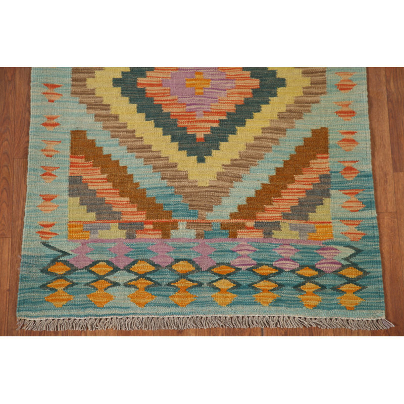Tapis multicolore géométrique Kilim 3 x 13