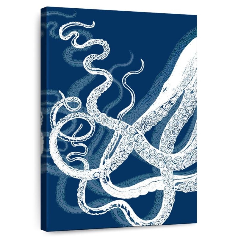 Brampt Octopus Tentacles Blue And White, 39" H x 26" W