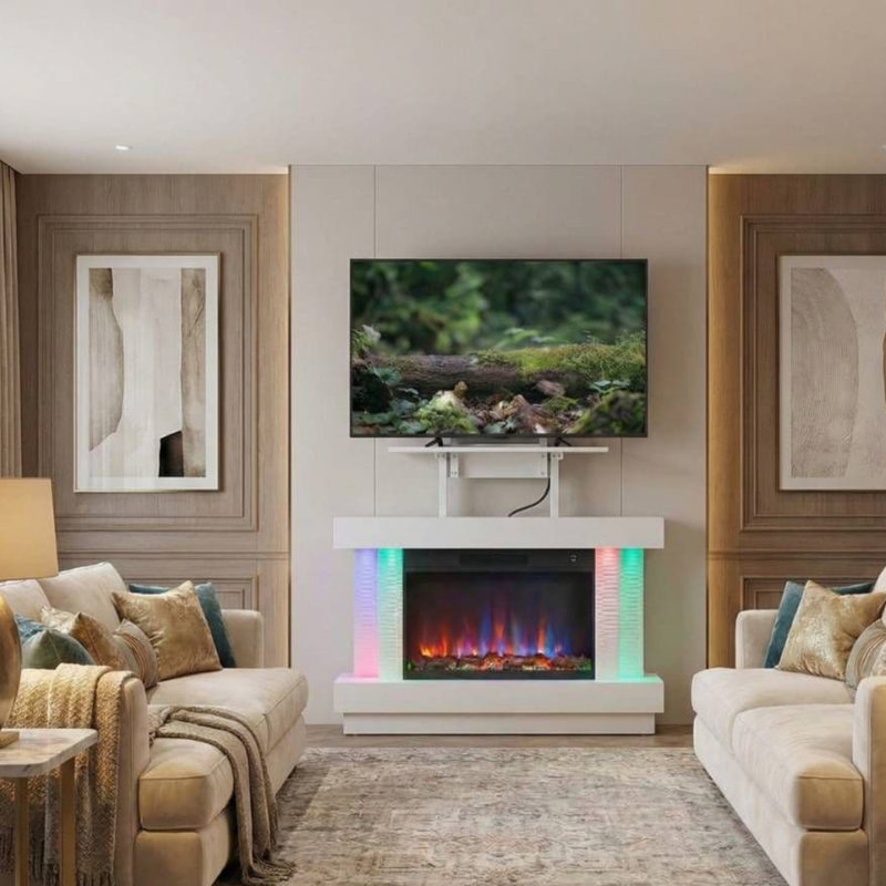 Belfry Heating 160cm W White Electric Fireplace