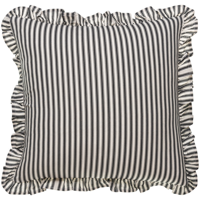 Coussin Aneatra, 20 po x 20 po, Housse de coussin seulement - sans coussin, Rayures noires