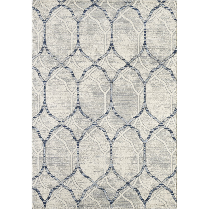 Tapis décoratif Ivoire géométriques Bracy, Rectangle 6 pi x 9 pi