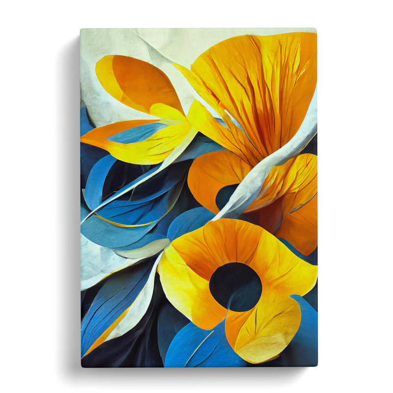 Pretty Abstract Floral - Wrapped Canvas Print, 50cm H x 35cm W