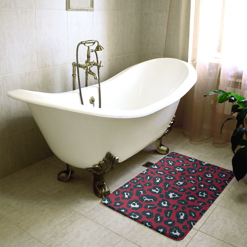 Tapis de bain de football Houston, Rouge combat / blanc / bleu acier profond, H 0,5 po x l 21 po x L 34 po