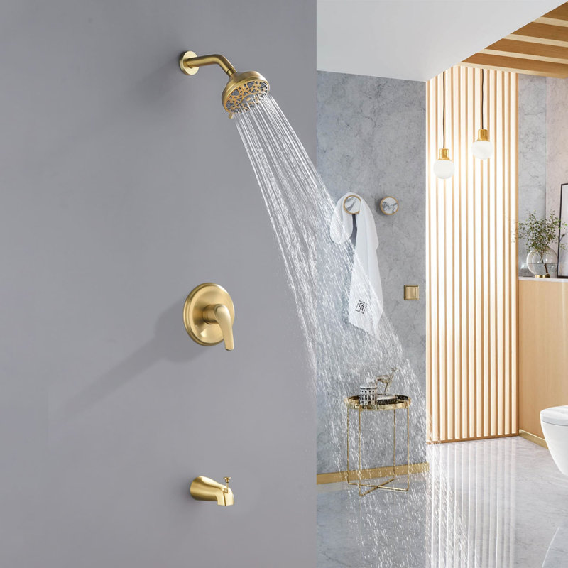 Wall Mount Tub Shower System Single Handle Shower Faucet Set High Pressure Brass Shower Trim Kit With Rough-In Valve