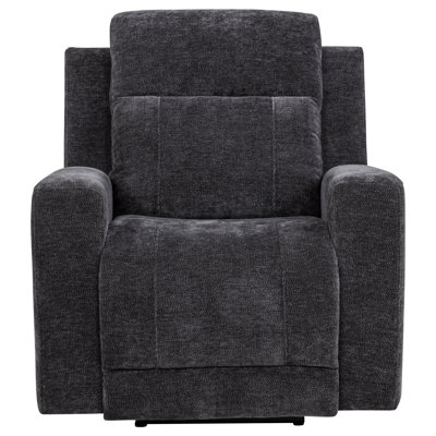 Heitzman Chenille Upholstered Power Recliner Chair Dark Grey