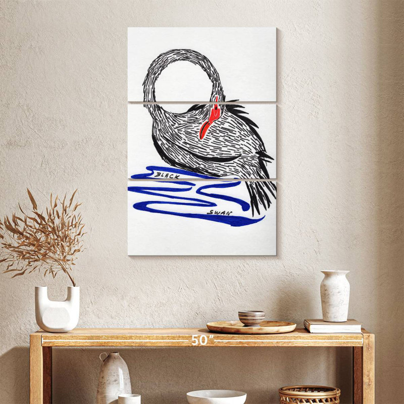 Brampt Wild Black Swan, 57" H x 36" W