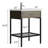 25" Modern Matte Black Stainless Steel Base Bathroom Vanity with Integrated Sink, Decorative Drawer, Tempered Glass Shelf for Contemporary Spaces-851242468-841019142