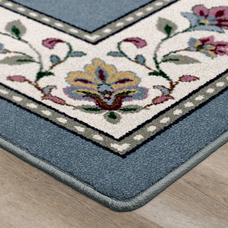 Alminus Symphony Lapis Floral Area Rug, Runner 2'1" x 7'8"