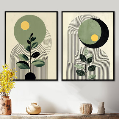 «Bohemian Minimalist Geometric Plant - Botanicals», ensemble de 2 reproductions sur toile