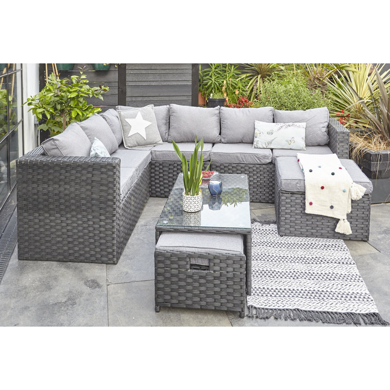 Babson Rattan 9- Person Seating Group, Black