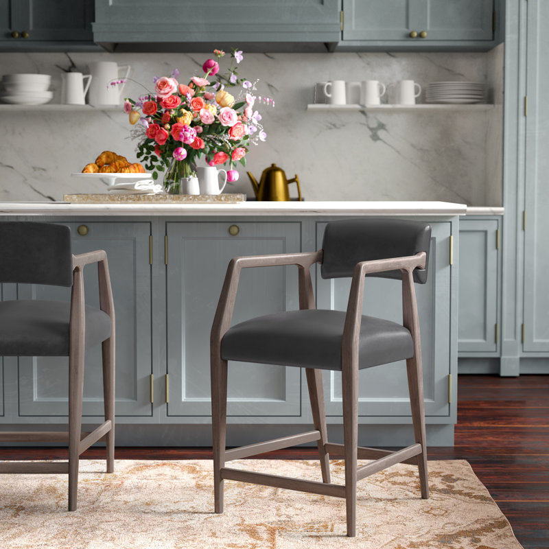 Tyler Upholstered Stool with Solid Wood Frame, Counter Stool (26.5" Seat Height)