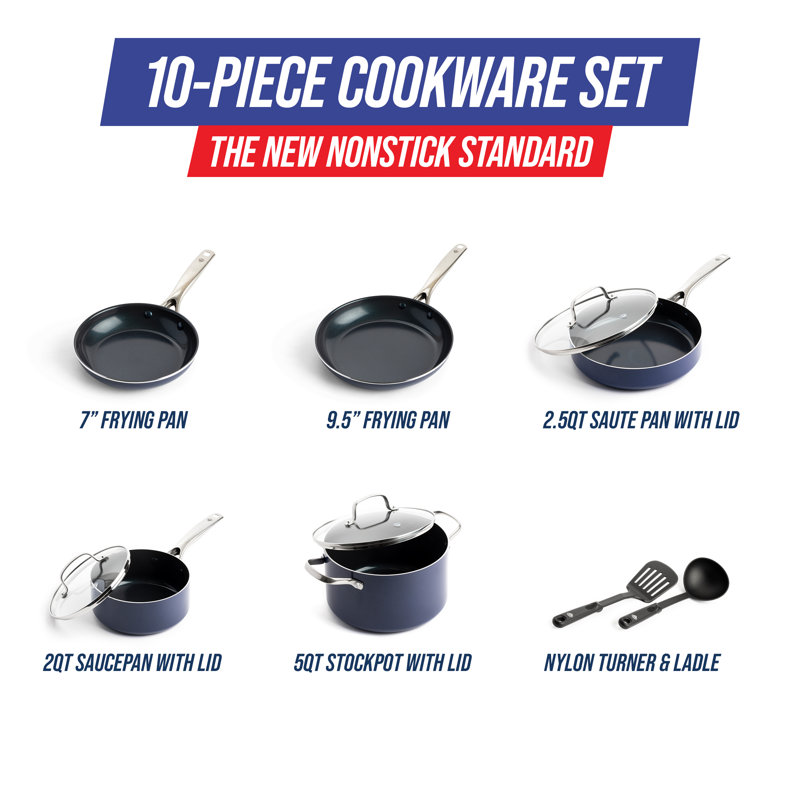 Blue Diamond 10 Piece Stainless Steel Non Stick Cookware Set