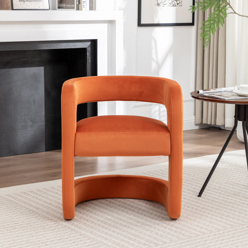 Fauteuil demi-tonneau Modern, Velours orange